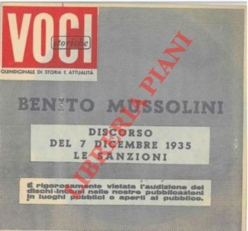 Benito Mussolini. Discorso del 7 dicembre 1935. Le sanzioni.