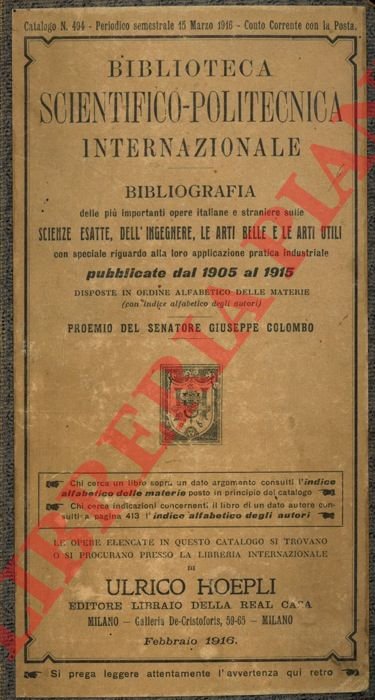 Biblioteca Scientifico-Politecnica Internazionale. Bibliografia delle più importanti opere italiane e …