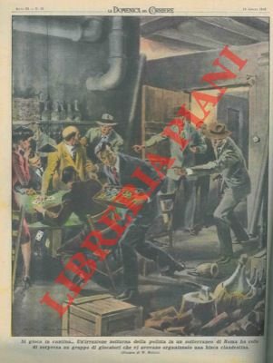 Bisca clandestina scoperta in un sotterraneo di Roma.