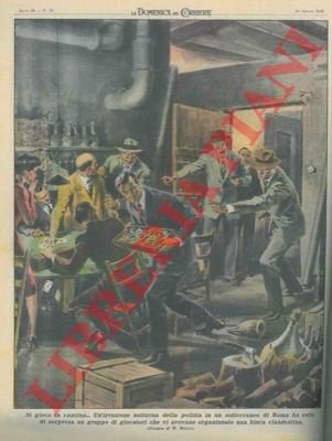 Bisca clandestina scoperta in un sotterraneo di Roma.