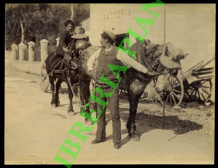 Bordighera. Contadini a cavallo in strada.