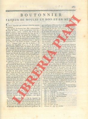 Boutonnier. Faiseur de moules en bois et en métal.