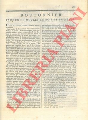 Boutonnier. Faiseur de moules en bois et en métal.