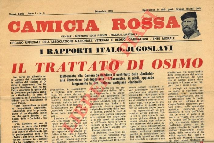 Camicia rossa. Mensile. Organo Ufficiale dell'Associazione Nazionale Veterani e Reduci …