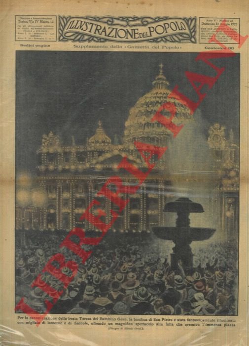 Canonizzazione a Roma di S. Teresa del Bambin Gesù.