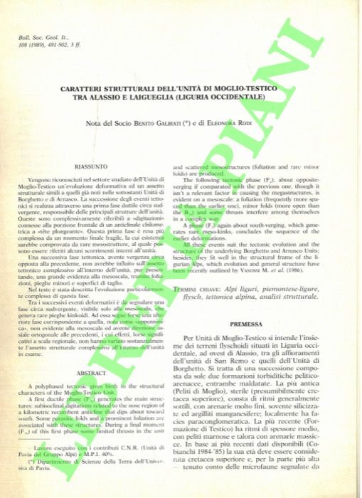 Caratteri strutturali dell'Unità di Moglio-Testico tra Alassio e Laigueglia (Liguria …