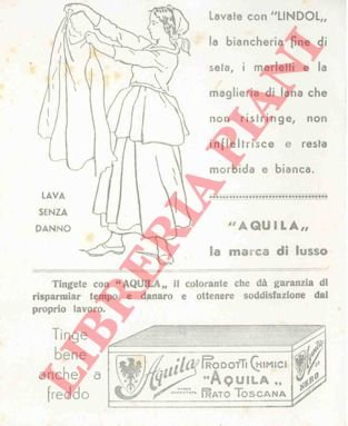 Carta assorbente "Aquila" (per tingere) e "Lindol" (per lavare) :