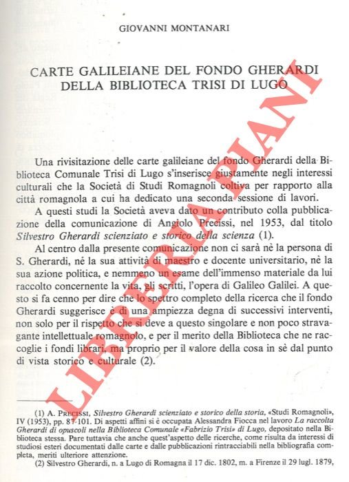 Carte galileiane del fondo Gherardi della Biblioteca Trisi di Lugo.