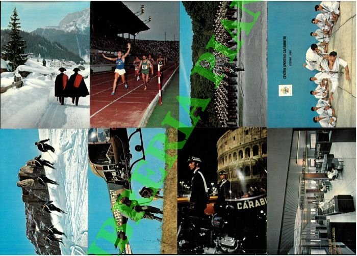 Cartoline a colori sull'Arma : La banda, in pattuglia, cinofili …