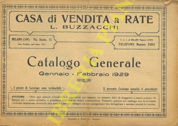 Casa di vendite a rate. Catalogo generale. Gennaio - Febbraio …
