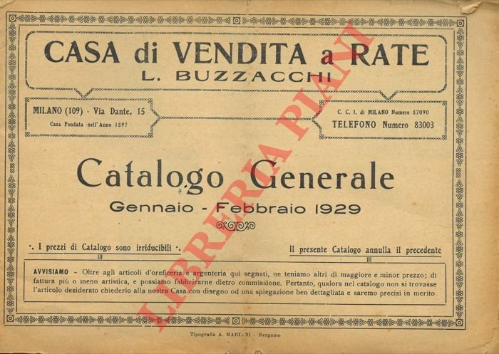 Casa di vendite a rate. Catalogo generale. Gennaio - Febbraio …
