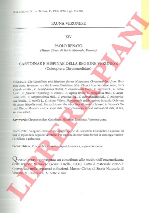 Cassidinae e Hispinae della regione veronese (Coleoptera Chrysomelidae) . | Immagine Gallery 3