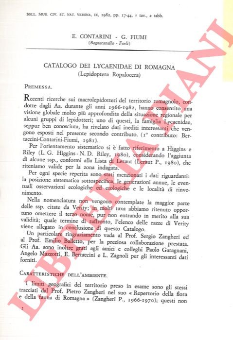 Catalogo dei Lycaenidae di Romagna (Lepidoptera ropalocera) .