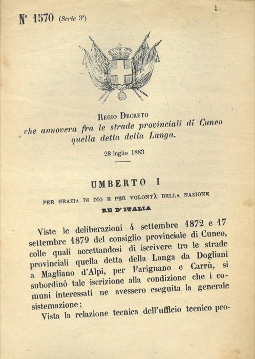 che annovera fra le strade provinciali di Cuneo quella detta …