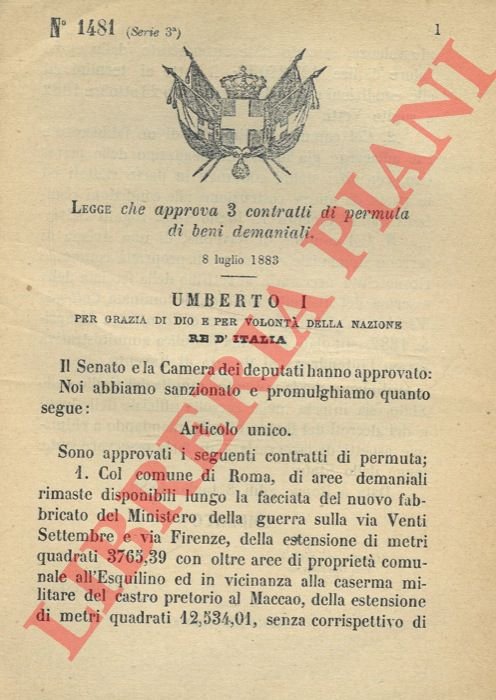che approva 3 contratti di permuta di beni demaniali.