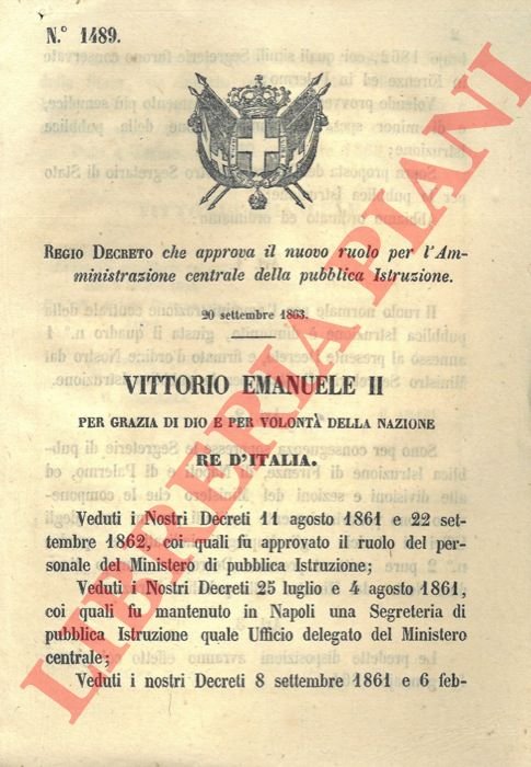 che approva il nuovo ruolo per l'amministrazione centrale della pubblica …