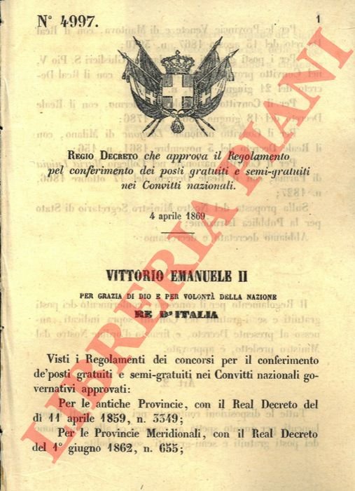 che approva il Regolamento pel conferimento dei posti gratuiti e …