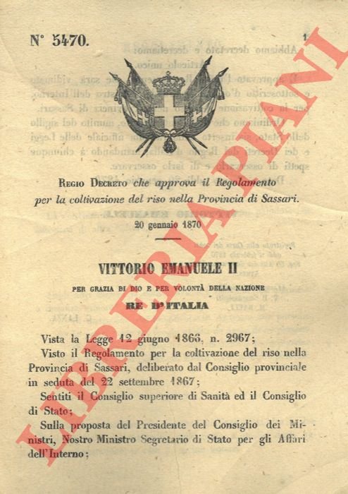 che approva il Regolamento per la coltivazione del riso nella …