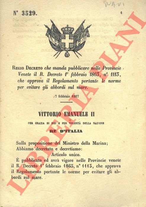 che approva il Regolamento portante le norme per evitare gli …