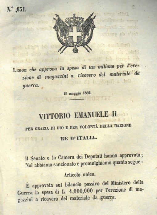 che approva la spesa di un milione per la costruzione …
