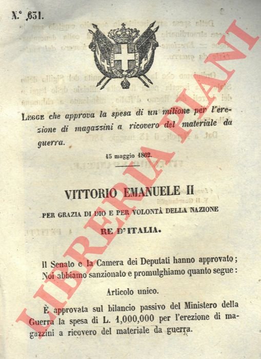 che approva la spesa di un milione per la costruzione …