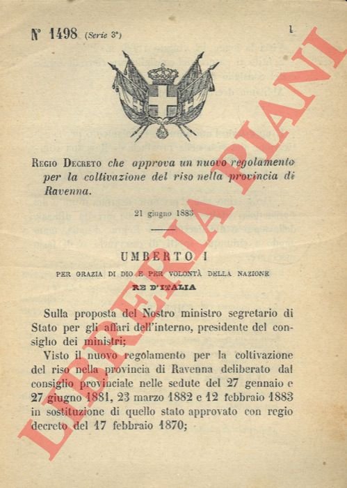 che approva un nuovo regolamento per la coltivazione del riso …