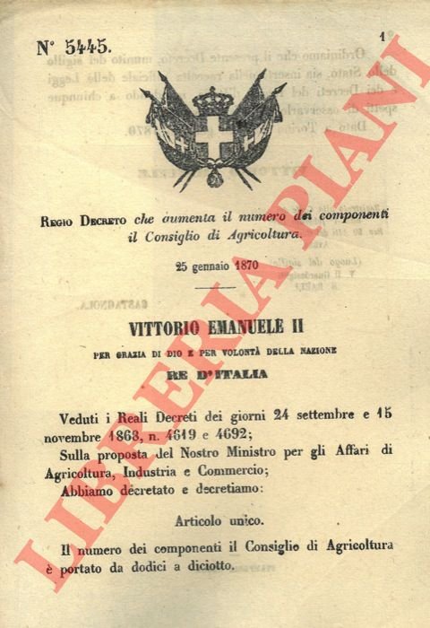 che aumenta il numero dei componenti il Consiglio di Agricoltura.