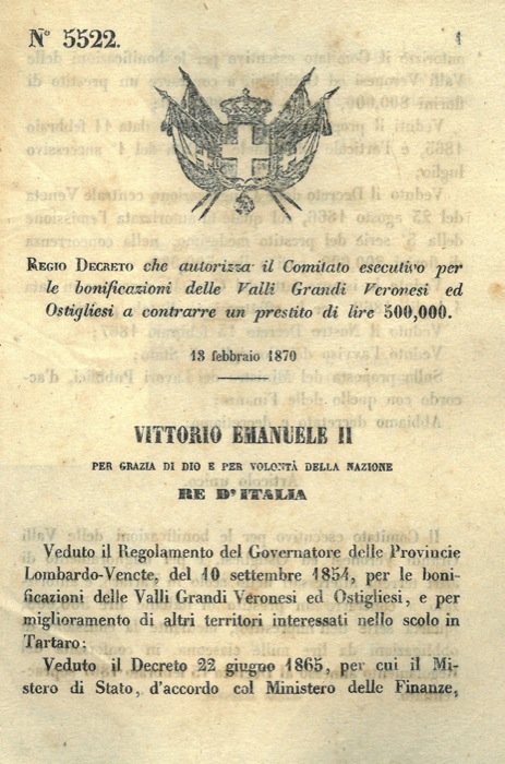 che autorizza il Comitato esecutivo per le bonificazioni delle Valli …