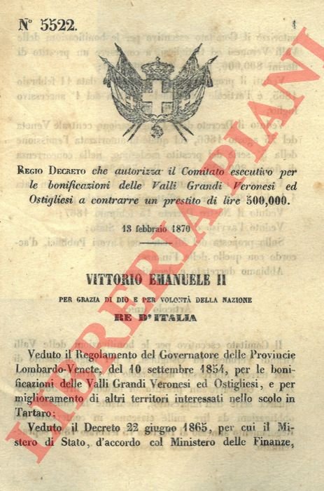 che autorizza il Comitato esecutivo per le bonificazioni delle Valli …