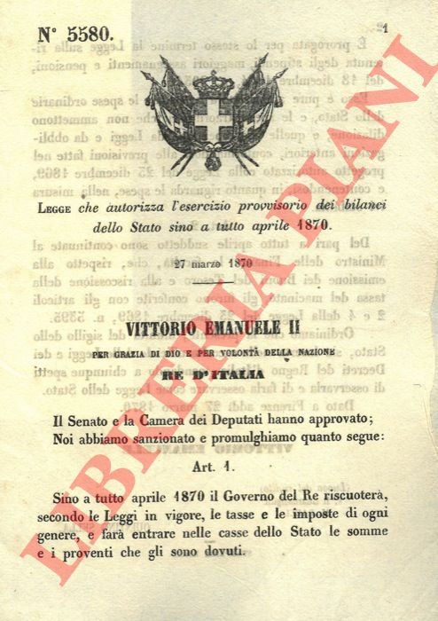 che autorizza l'esercizio provvisorio dei bilanci dello Stato sino a …