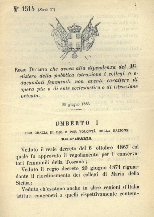 che avoca alla dipendenza del Ministero della pubblica istruzione i …