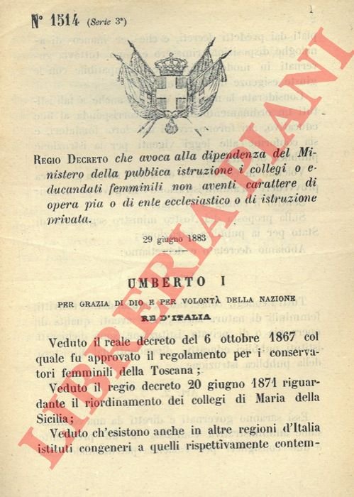 che avoca alla dipendenza del Ministero della pubblica istruzione i …