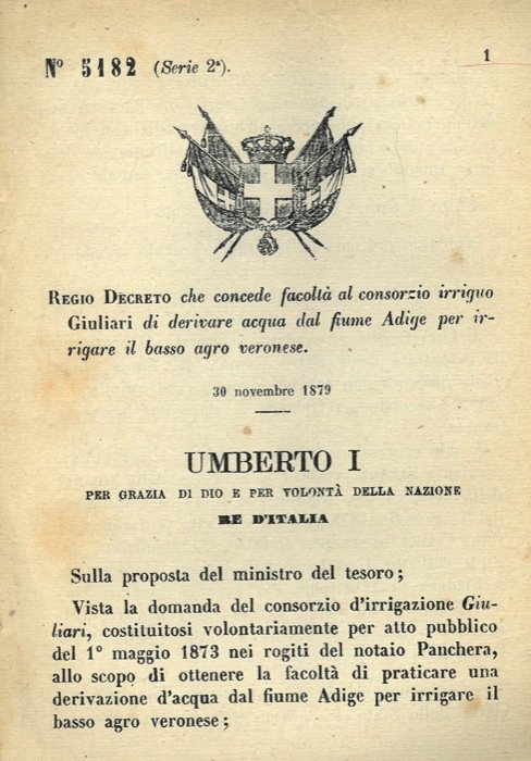 che concede facoltà al consorzio irriguo Giuliari di derivare acqua … | Immagine Gallery 2