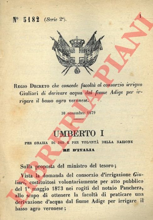 che concede facoltà al consorzio irriguo Giuliari di derivare acqua … | Immagine Gallery 3
