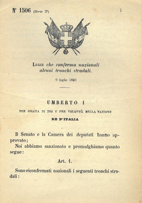 che conferma nazionali alcuni tronchi stradali.