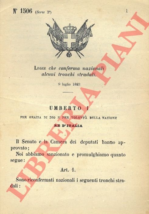 che conferma nazionali alcuni tronchi stradali.