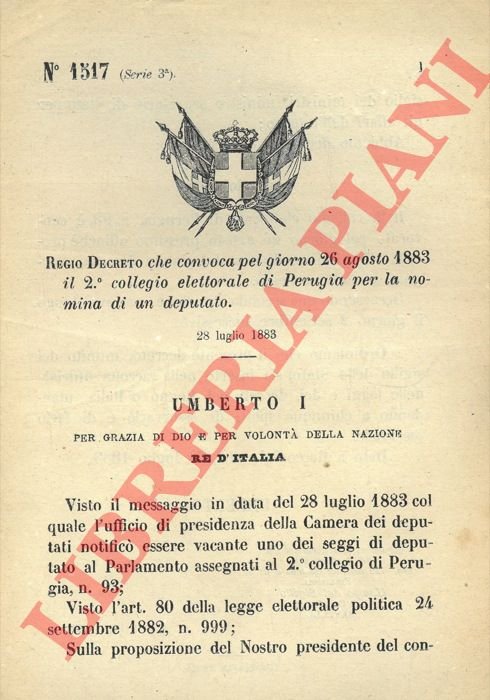 che convoca pel giorno 26 agosto 1883 il 2° collegio … | Immagine Gallery 3