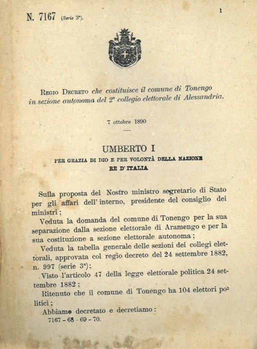 che costituisce il comune di Tonengo in sezione autonoma del …