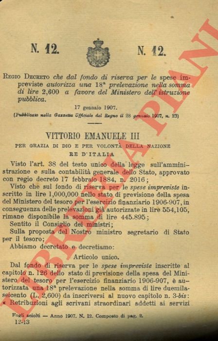 che dal fondo di riserva per le spese impreviste autorizza …