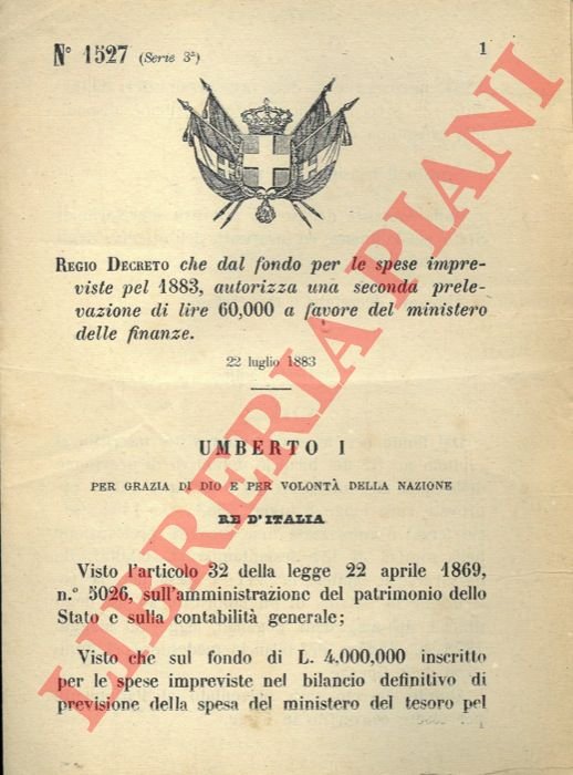 che dal fondo per le spese impreviste pel 1883 autorizza …