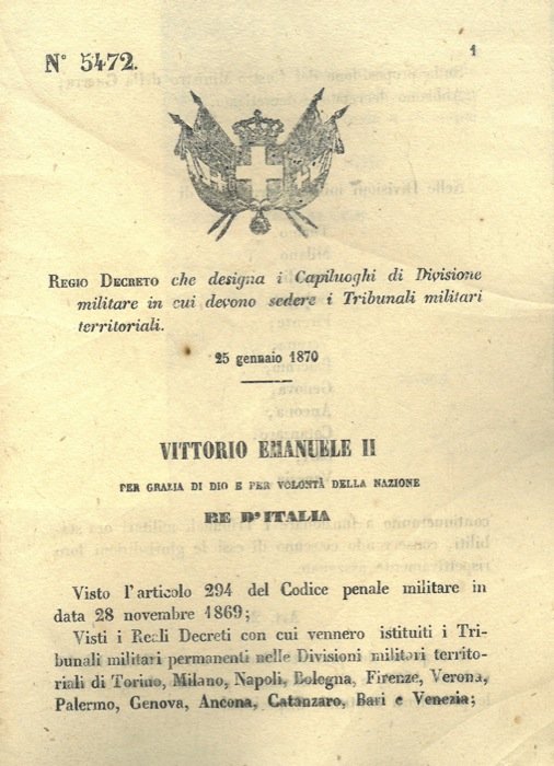 che designa i Capoluoghi di Divisione militare in cui devono …