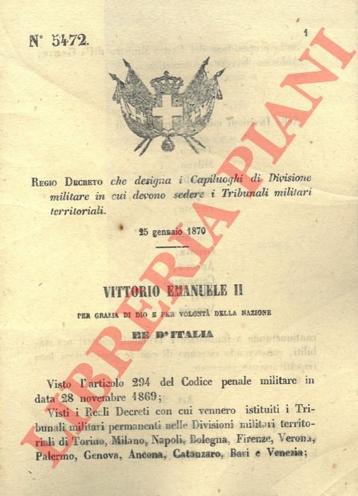 che designa i Capoluoghi di Divisione militare in cui devono …