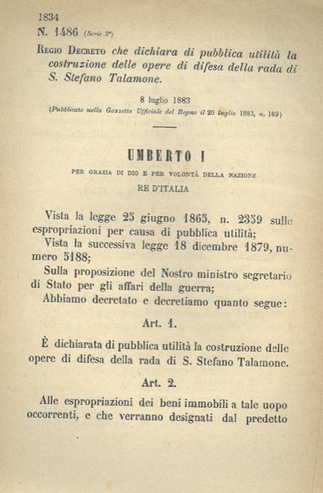 che dichiara di pubblica utilità la costruzione delle opere di …