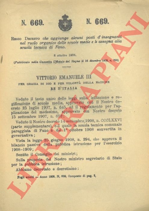 che estende ai ricevitori della Cassa Ecclesiastica nelle antiche provincie …