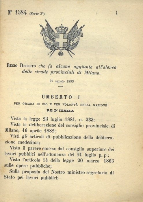 che fa alcune aggiunte all'elenco delle strade provinciali di Milano.