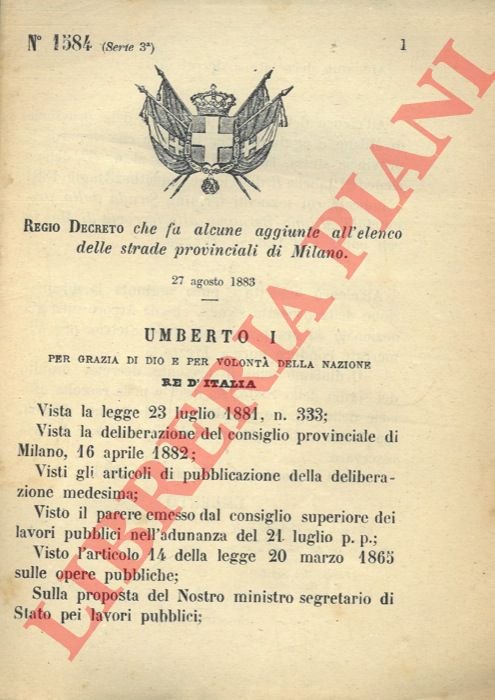 che fa alcune aggiunte all'elenco delle strade provinciali di Milano.
