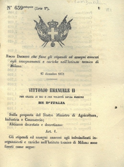 che fissa gli stipendi ed assegni annessi agli insegnamenti e …