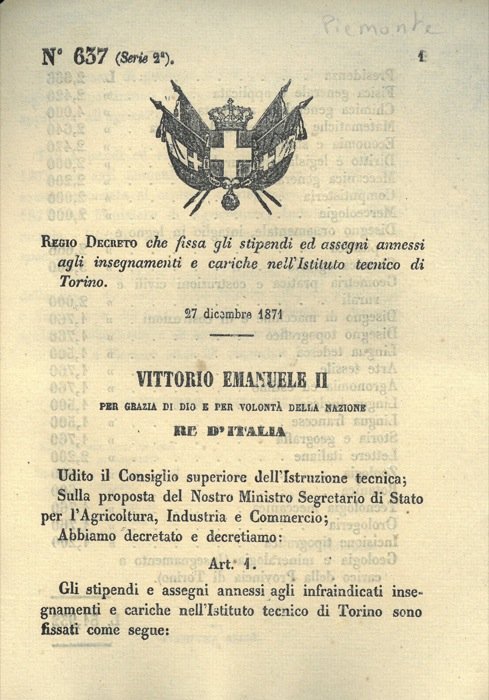 che fissa gli stipendi ed assegni annessi agli insegnamenti e …