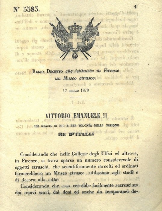 che istituisce in Firenze un Museo Etrusco.