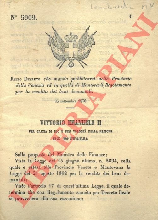 che manda pubblicarsi nelle Provincie della Venezia ed in quella …